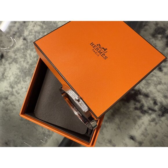 Hermès Kelly Diamond Lock Bangle 18K White Gold 0.36ct Made In France With Box - Picture 3 of 14